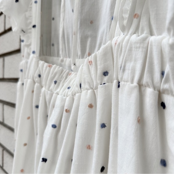 Self Contrast Nina Open Back White Midi Dress NWT Swiss Dot Flutter Sleeve - Picture 8 of 13